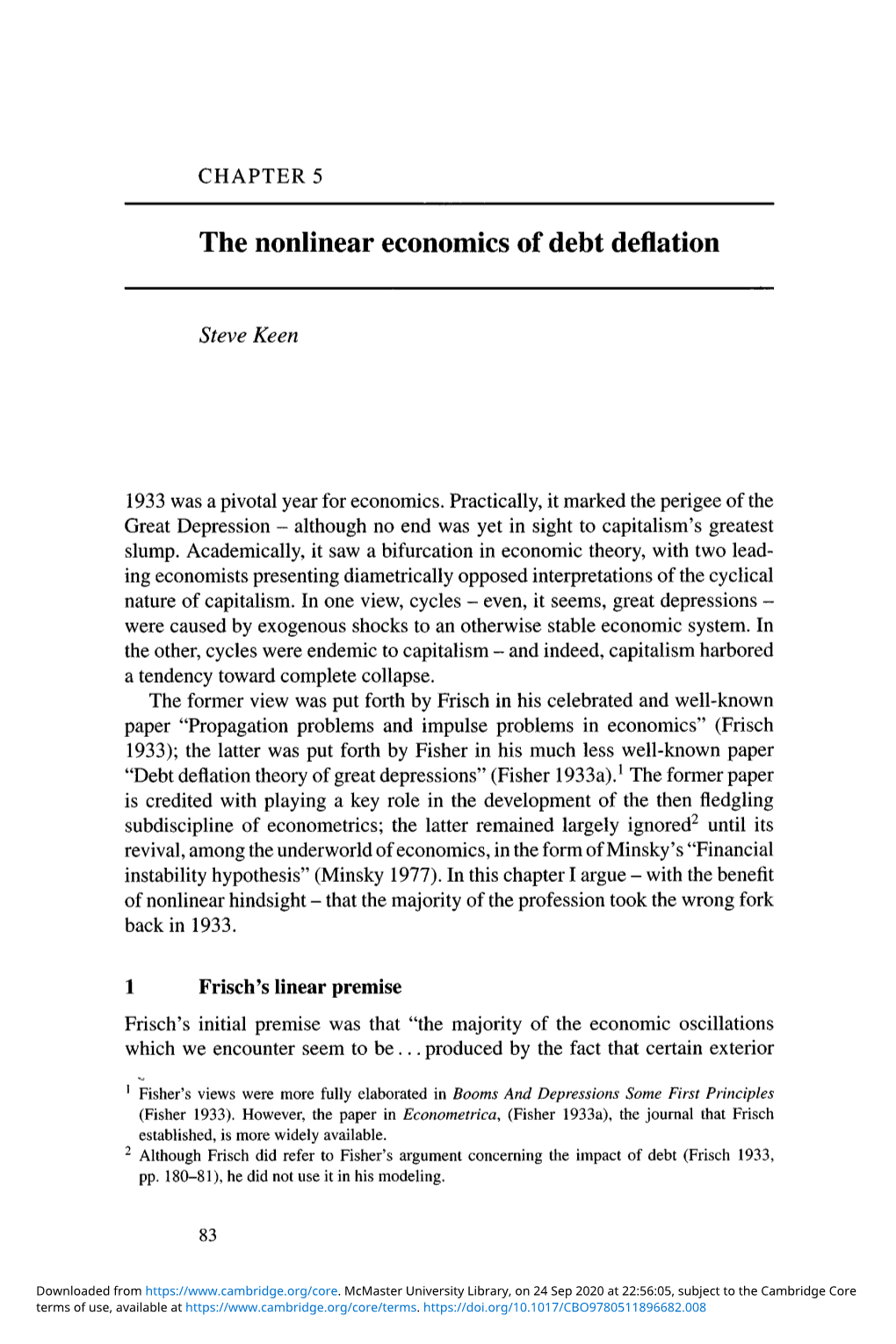 The Nonlinear Economics of Debt Deflation