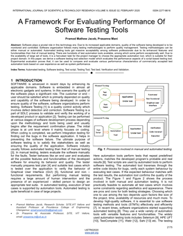A Framework for Evaluating Performance of Software Testing Tools