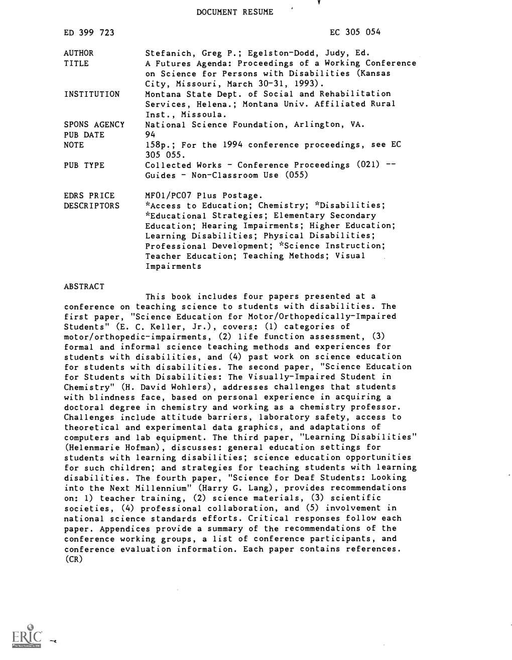 DOCUMENT RESUME Stefanich, Greg P.; Egelston-Dodd, Judy, Ed