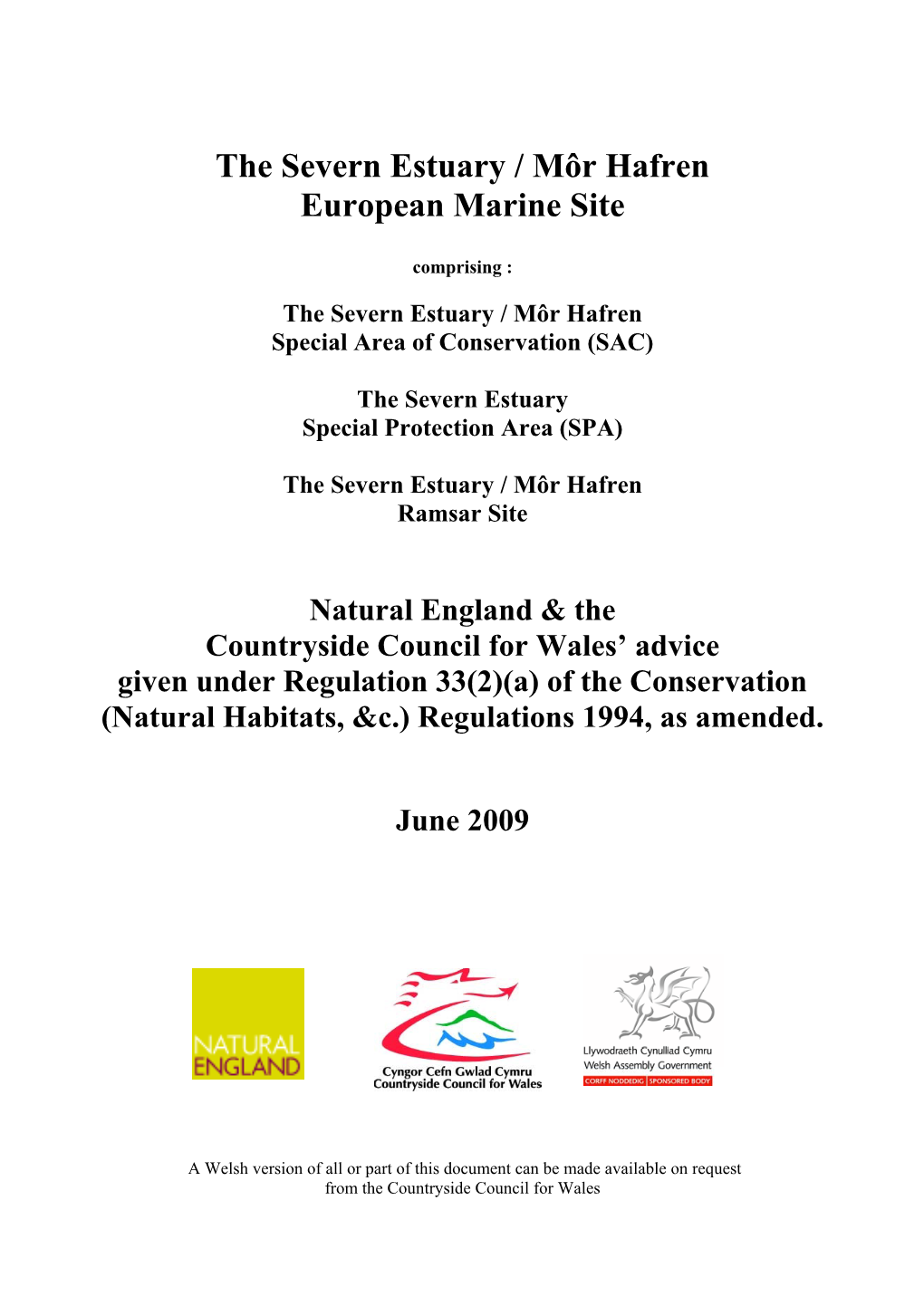 The Severn Estuary / Môr Hafren European Marine Site