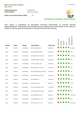 MLA Constituency Name Byndoor
