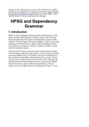 HPSG and Dependency Grammar 1