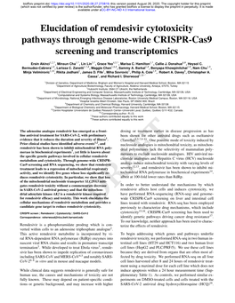 Elucidation of Remdesivir Cytotoxicity Pathways Through Genome-Wide CRISPR-Cas9 Screening and Transcriptomics