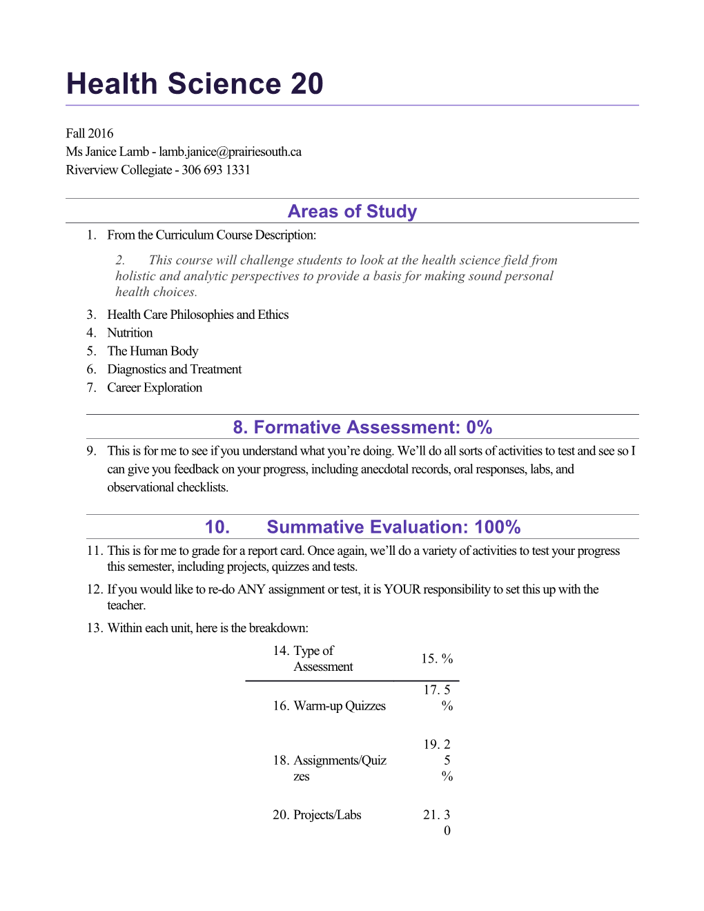 Health Science 20