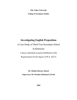 Investigating English Preposition