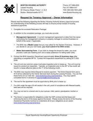 Request for Tenancy Approval – Owner Information
