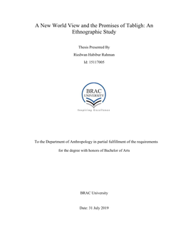 A New World View and the Promises of Tabligh: an Ethnographic Study