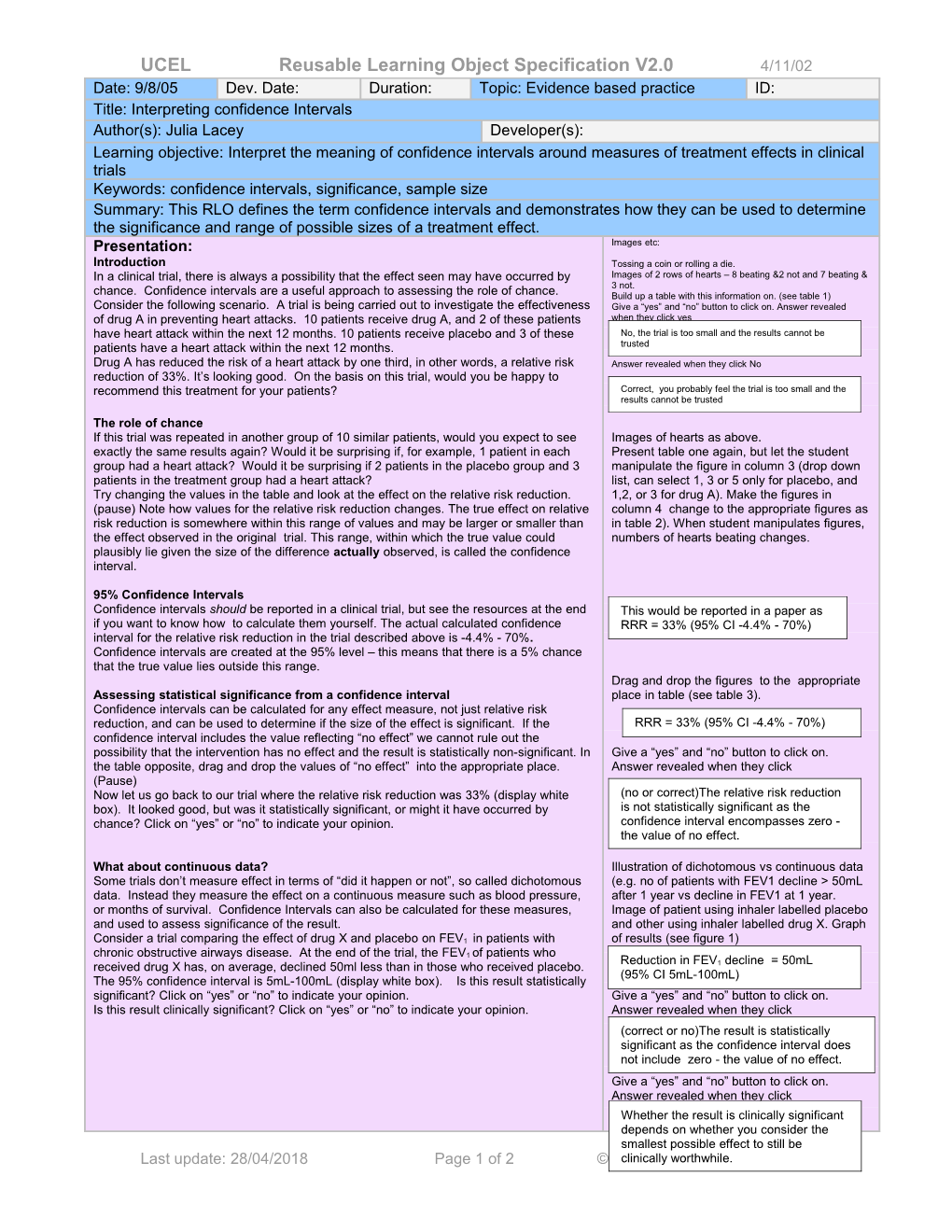 UCEL Reusable Learning Object Specification V2.0 4/11/02