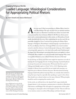Loaded Language: Missiological Considerations for Appropriating Political Rhetoric by Alan Howell and Jessica Markwood