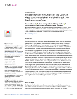 Megabenthic Communities of the Ligurian Deep Continental Shelf and Shelf Break (NW Mediterranean Sea)