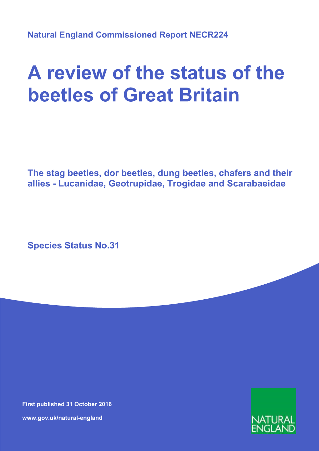 A Review of the Status of the Beetles of Great Britain