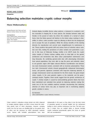 Balancing Selection Maintains Cryptic Colour Morphs