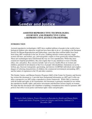 Assisted Reproductive Technologies: Overview and Perspective Using a Reproductive Justice Framework