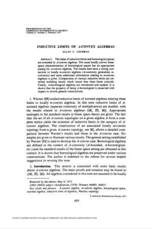 Inductive Limits of ¿-Convex Algebras Allan C