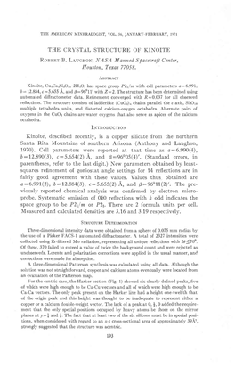 THE CRYSTAL STRUCTURE of KINOITE Roslnr B. Leucnon