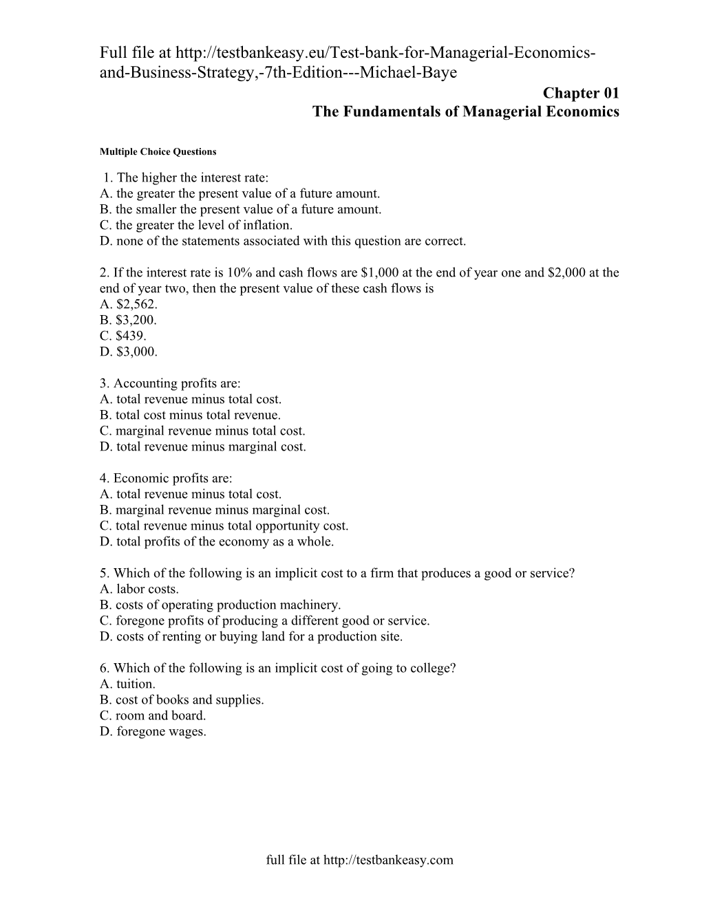 Chapter 01 the Fundamentals of Managerial Economics