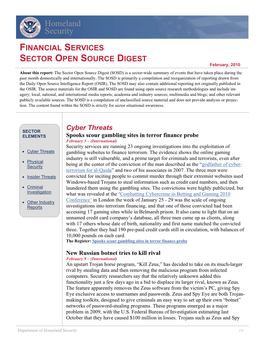 Department of Homeland Security Financial Services Sector Open