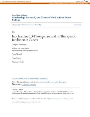 Indoleamine 2,3-Dioxygenase and Its Therapeutic Inhibition in Cancer George C