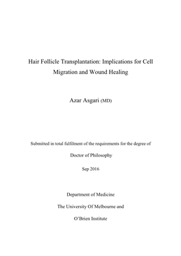 Hair Follicle Transplantation: Implications for Cell Migration and Wound Healing