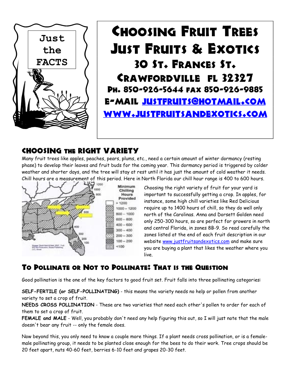 Choosing Fruit Trees the Just Fruits & Exotics FACTS 30 St