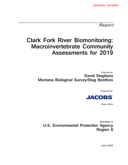 Report Clark Fork River Biomonitoring Macroinvertebrate Community