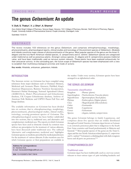 The Genus Gelsemium: an Update