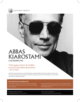 Abbas Kiarostami a Retrospective