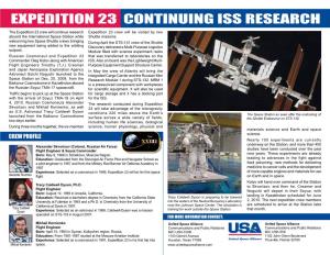 Expedition 23 Continuing Iss Research