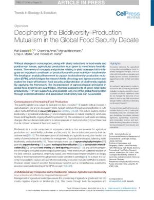 Deciphering the Biodiversity-Production Mutualism