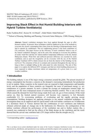 Improving Stack Effect in Hot Humid Building Interiors with Hybrid Turbine Ventilator(S)