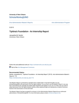 Tipitina's Foundation - an Internship Report
