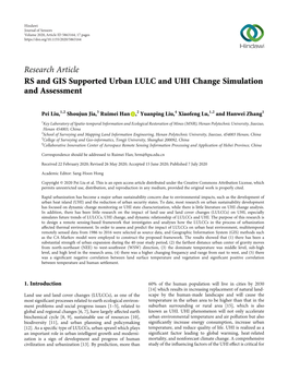 Research Article RS and GIS Supported Urban LULC and UHI Change Simulation and Assessment