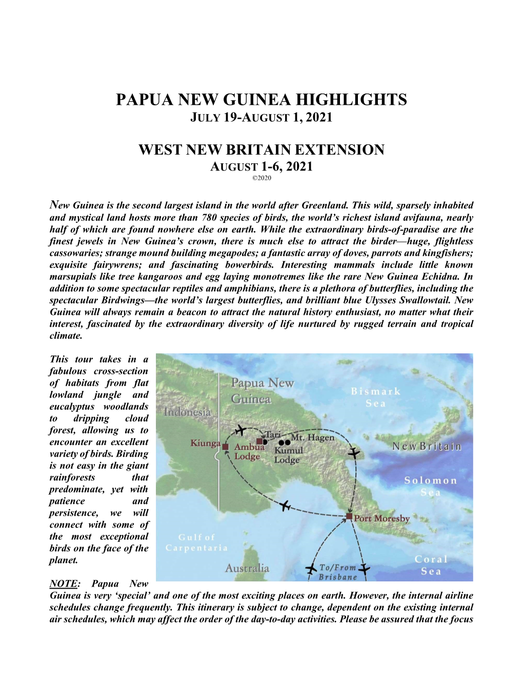Papua New Guinea Highlights July 19-August 1, 2021
