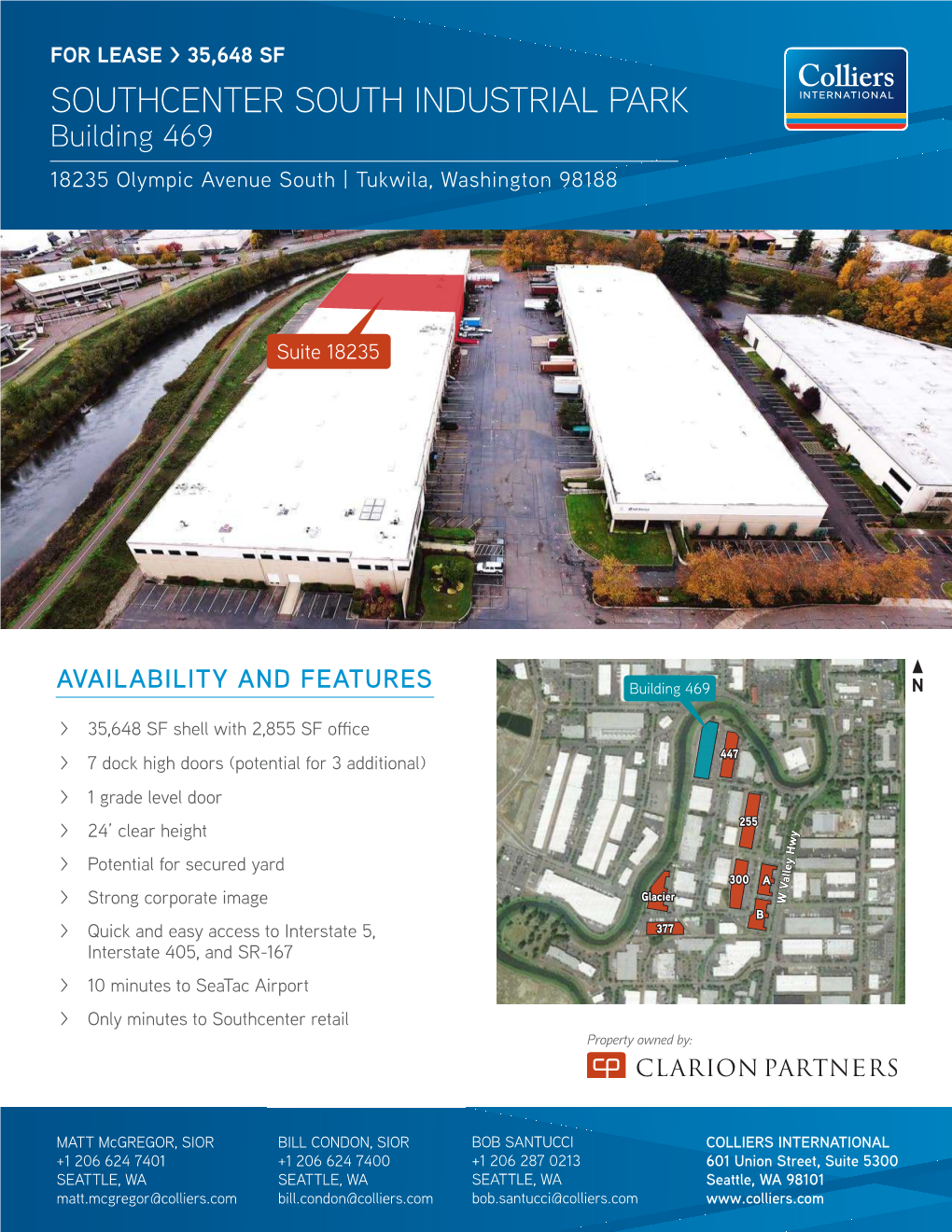 SOUTHCENTER SOUTH INDUSTRIAL PARK Building 469 18235 Olympic Avenue South | Tukwila, Washington 98188