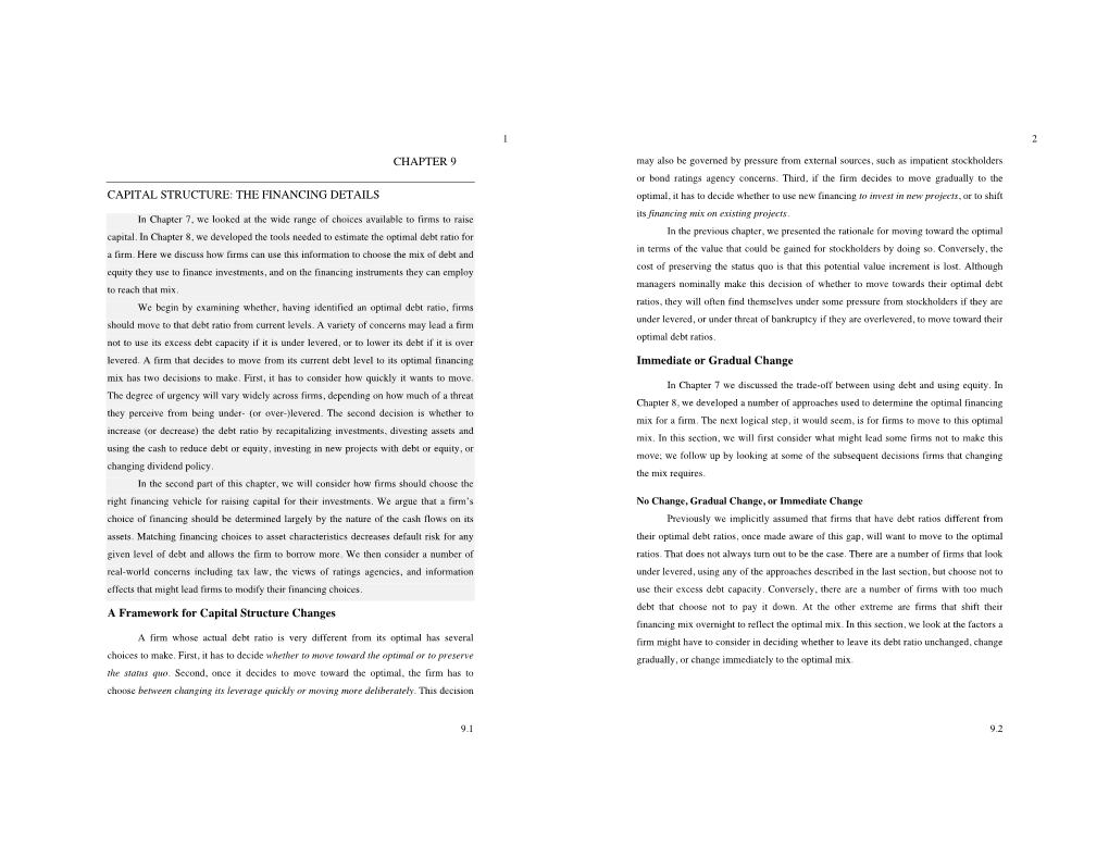 Chapter 9 Capital Structure: the Financing Details A