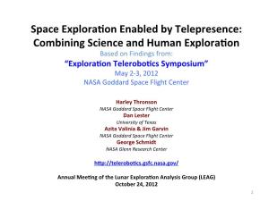 Space Explorazon Enabled by Telepresence: Combining Science