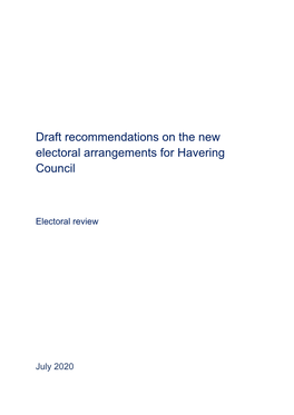 Draft Recommendations on the New Electoral Arrangements for Havering Council