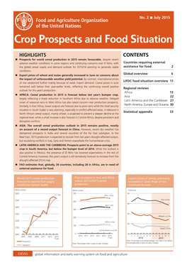 Crop Prospects and Food Situation, No. 2, July 2015