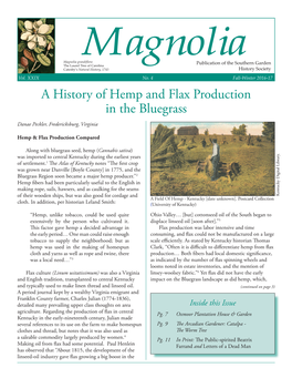 A History of Hemp and Flax Production in the Bluegrass Danae Peckler, Fredericksburg, Virginia