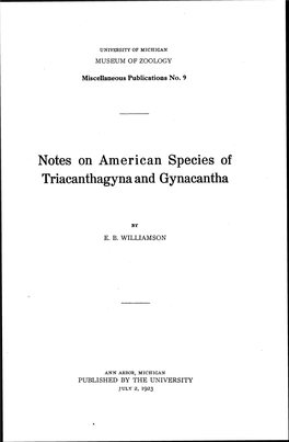 Notes on American Species of Triacanthagyna and Gynacantha