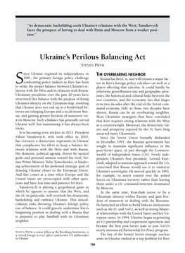 Ukraine's Perilous Balancing