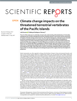 Climate Change Impacts on the Threatened Terrestrial Vertebrates Of