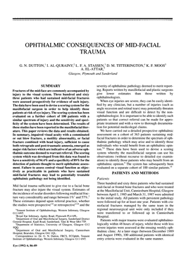 Ophthalmic Consequences of Mid-Facial Trauma