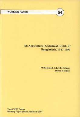 An Agricultural Statistical Profile of Bangladesh, 1947-1999