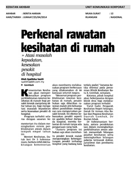 Keratan Akhbar Unit Komunikasi Korporat