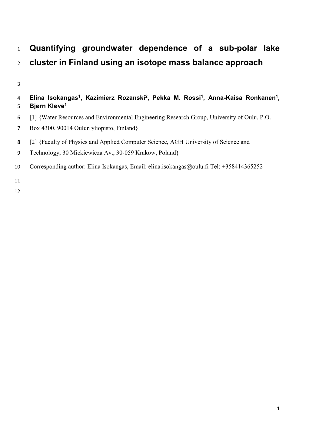 Quantifying Groundwater Dependence of Lakes Using Isotope Mass