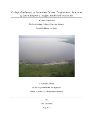 Zooplankton As Indicators of Lake Change in a Dredged Southwest Florida Lake