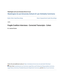 Fragile Coalition Interviews - Corrected Transcripts - Cohen