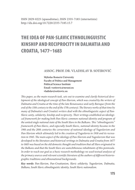 The Idea of Pan-Slavic Ethnolinguistic Kinship and Reciprocity in Dalmatia and Croatia, 1477–1683