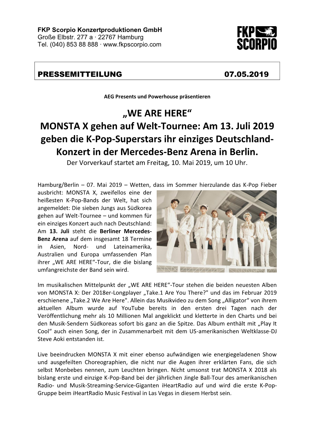 MONSTA X Gehen Auf Welt-Tournee: Am 13